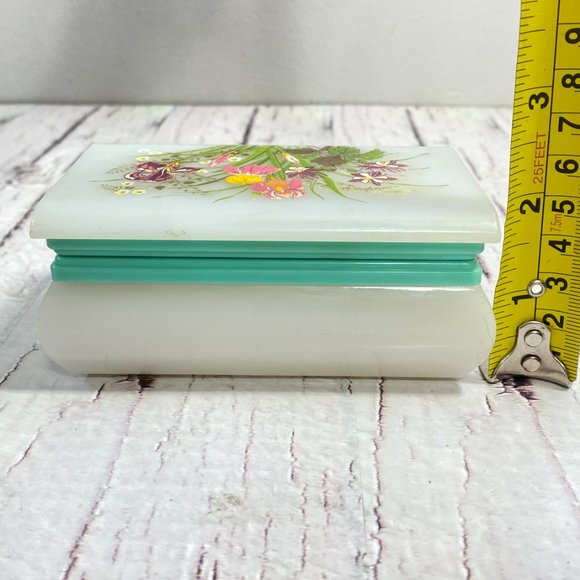 Vintage Jewelry Keepsake Box, Handmade Floral Plastic Trinket Chest - Picture 7 of 10